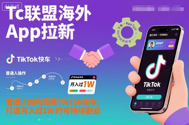 Tc联盟海外App拉新:普通人如何搭乘TikTok快车,打造月入过1W的可持续副业-52项目站
