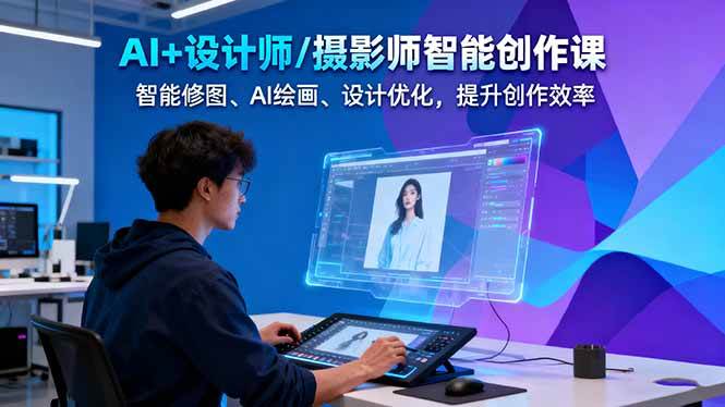 AI+设计师/摄影师智能创作课：智能修图、AI绘画、设计优化，提升创作效率-52项目站