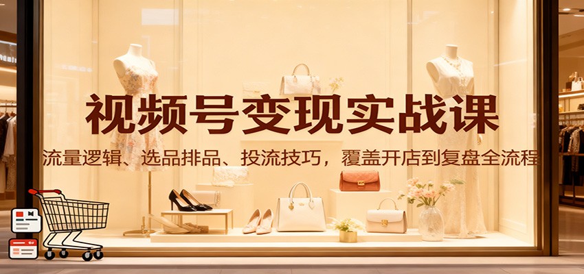 视频号变现实战课：流量逻辑、选品排品、投流技巧，覆盖开店到复盘全流程-52项目站