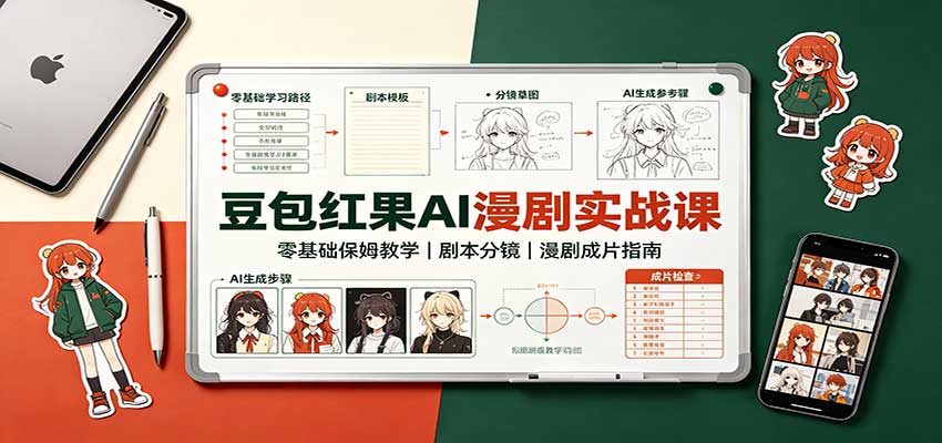 豆包红果AI漫剧实战课:零基础保姆教学,剧本分镜,漫剧成片指南-52项目站