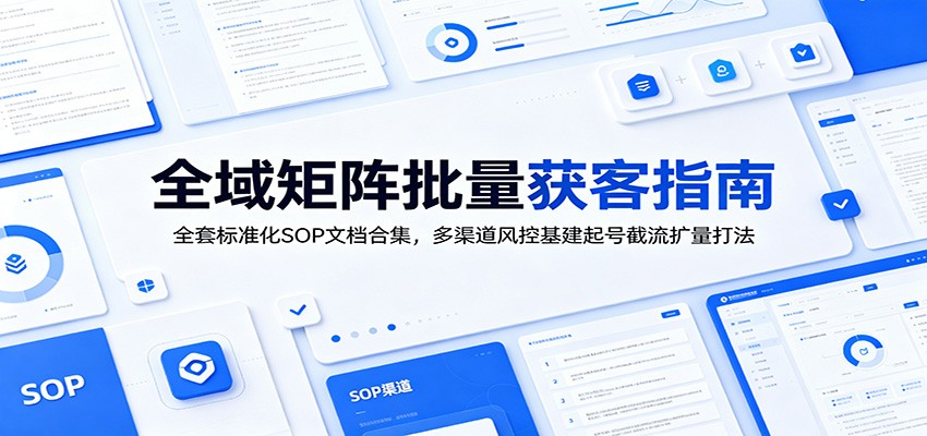 全域矩阵批量获客指南：全套标准化SOP文档合集，多渠道风控基建起号截流扩量打法-52项目站