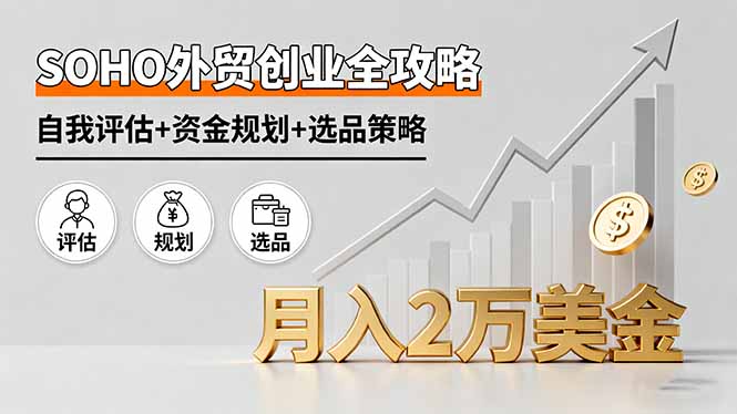 SOHO外贸创业全攻略，自我评估+资金规划+选品策略，月入2万美金-52项目站