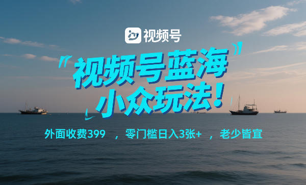 视频号蓝海小众玩法！外面收费399，零门槛日入3张+，老少皆宜-52项目站