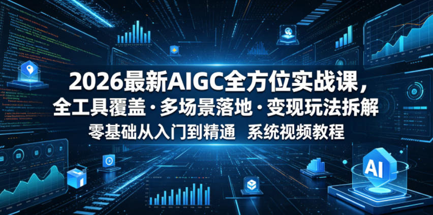 2026最新AIGC全方位实战课,全工具覆盖・多场景落地・变现玩法拆解,零基础从入门到精通系统视频教程-52项目站