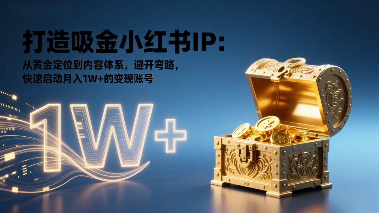 打造吸金小红书IP：从黄金定位到内容体系，避开弯路，快速启动月入1W+的变现账号-52项目站