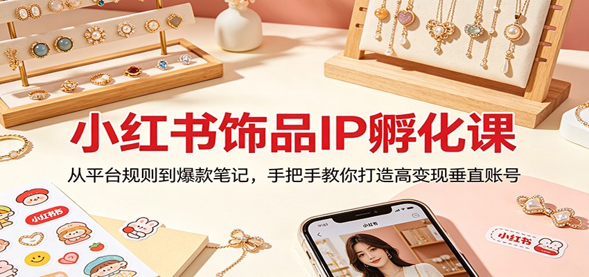 小红书饰品IP孵化课：从平台规则到爆款笔记，手把手教你打造高变现垂直账号-52项目站