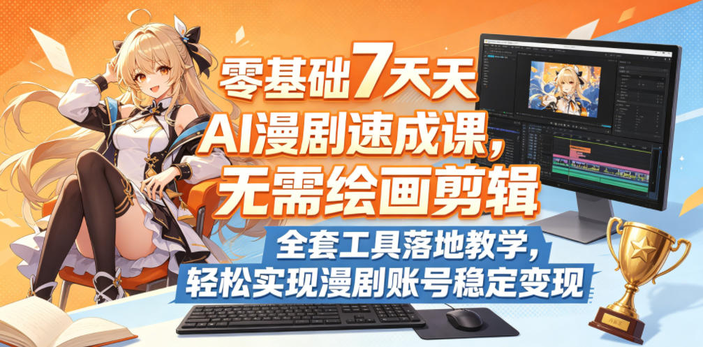 零基础7天AI漫剧速成课,无需绘画剪辑,全套工具落地教学,轻松实现漫剧账号稳定变现-52项目站
