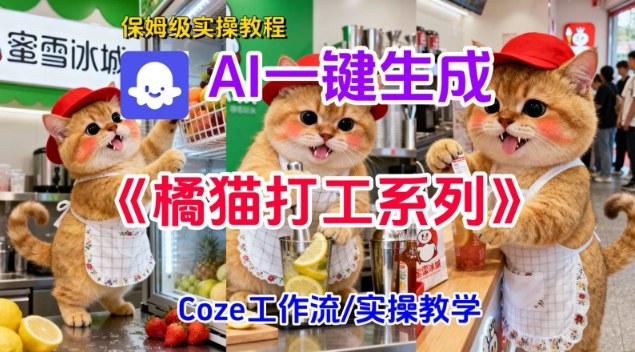 Coze扣子工作流一键生成胖橘猫打工短视频,保姆级实操搭建教学-52项目站