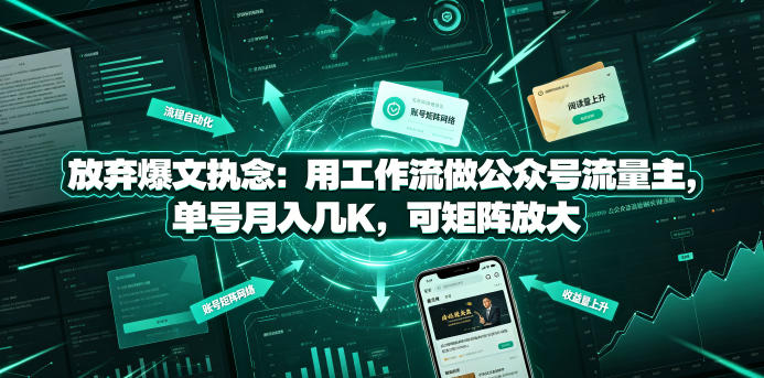 放弃爆文执念：用工作流做公众号流量主，单号月入几K，可矩阵放大-52项目站
