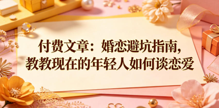 付费文章:婚恋避坑指南,教教现在的年轻人如何谈恋爱-52项目站