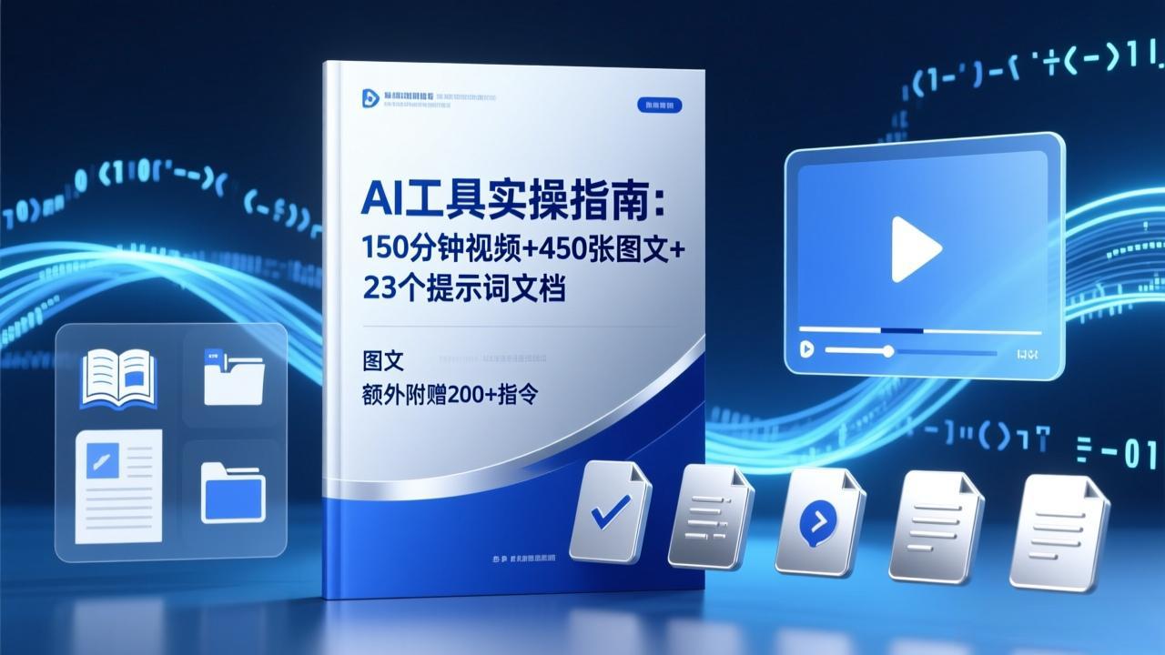 AI工具实操指南:150分钟视频+450张图文+23个提示词文档,额外附赠200+指令-52项目站