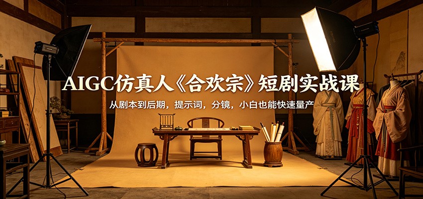 AIGC仿真人《合欢宗》短剧实战课：从剧本到后期，提示词，分镜，小白也能快速量产-52项目站