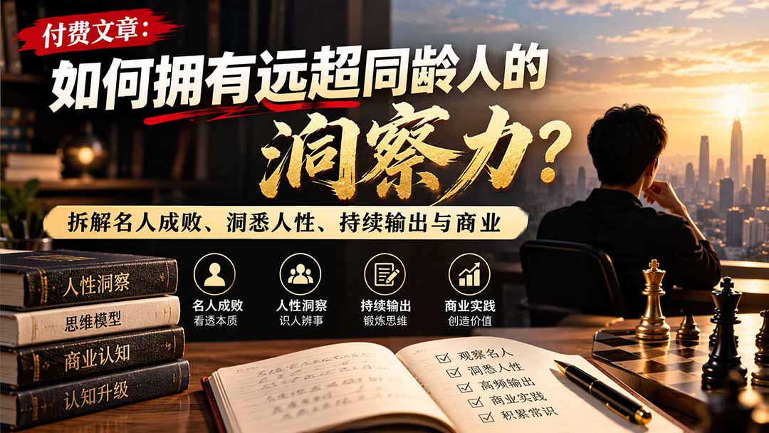 付费文章：如何拥有远超同龄人的洞察力？拆解名人成败、洞悉人性、持续输出与商业实践-52项目站