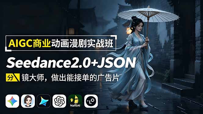 AIGC商业动画漫剧实战班:Seedance2.0+JSON分镜大师,做出能接单的广告片-52项目站