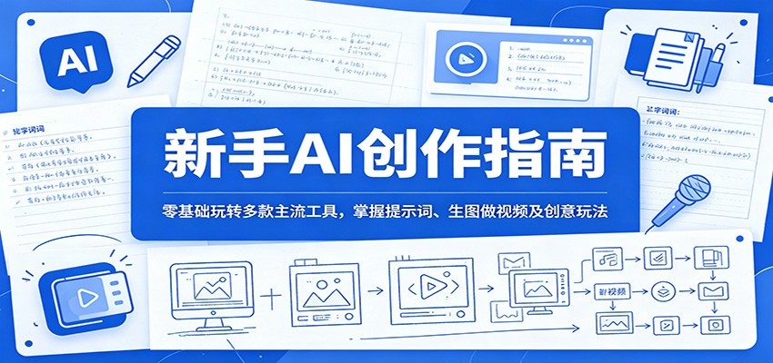 新手AI创作指南:零基础玩转多款主流工具,掌握提示词、生图做视频及创意玩法-52项目站