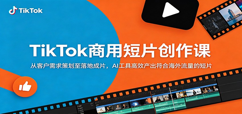 TikTok商用短片创作课:从客户需求策划至落地成片,AI工具高效产出符合海外流量的短片-52项目站