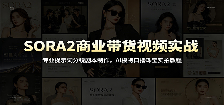 SORA2商业带货视频实战:专业提示词分镜剧本制作,AI模特口播珠宝实拍教程-52项目站
