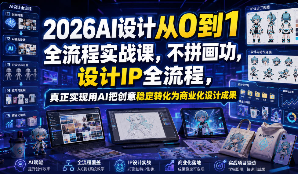 2026AI设计从0到1全流程实战课，不拼画功，设计IP全流程，真正实现用AI把创意稳定转化为商业化设计成果-52项目站