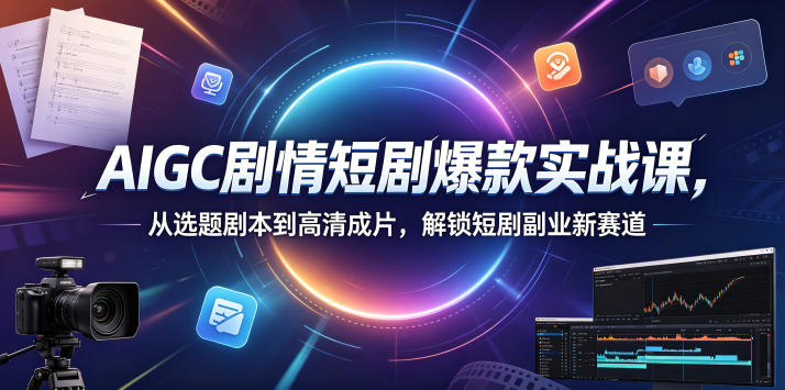 AIGC剧情短剧爆款实战课,从选题剧本到高清成片,解锁短剧副业新赛道-52项目站