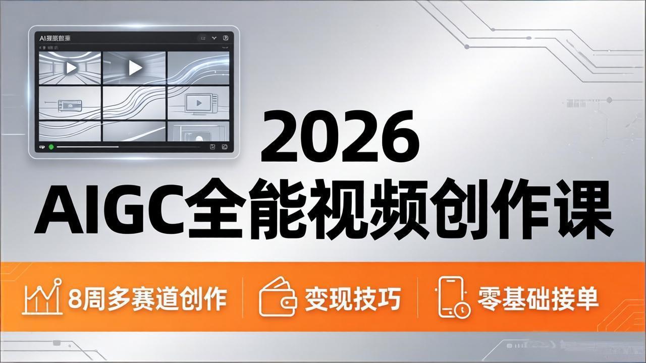 2026AIGC全能视频创作课，8周吃透多赛道创作+变现，零基础也能高效出片接单-52项目站