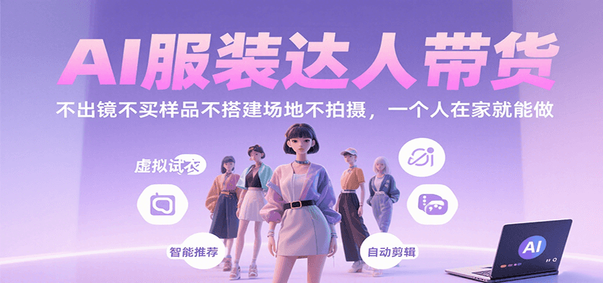 AI服装达人带货，不出镜不买样品不搭建场地不拍摄，一个人在家就能做-52项目站
