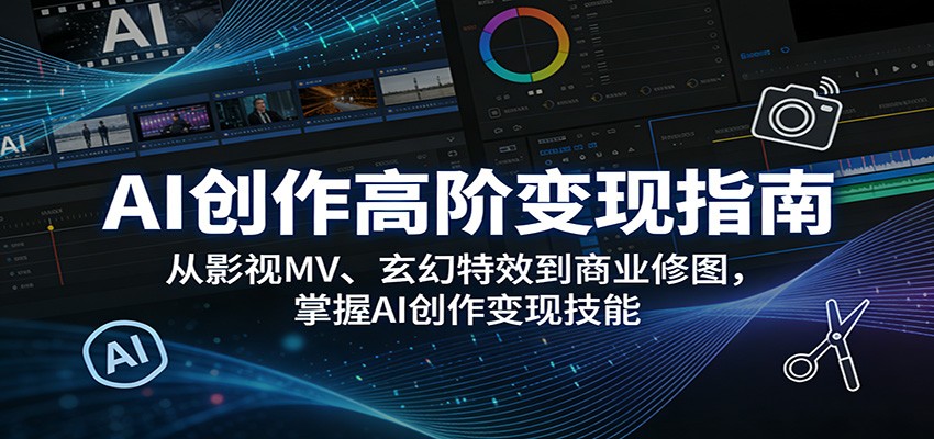 AI创作高阶变现指南：从影视MV、玄幻特效到商业修图，掌握AI创作变现技能-52项目站