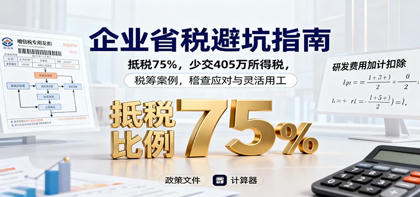 企业省税避坑指南：抵税75%，少交405万所得税，税筹案例，稽查应对与灵活用工-52项目站