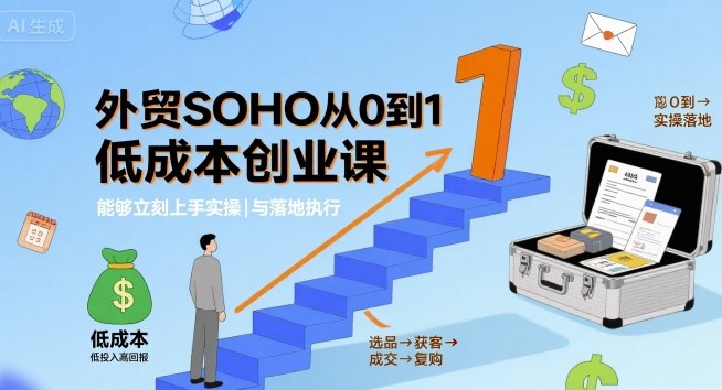 外贸SOHO从0到1低成本创业课，能够立刻上手实操与落地执行-52项目站