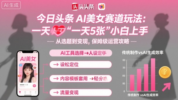 今日头条AI美女赛道玩法，一天轻松5张，小白轻松上手-52项目站