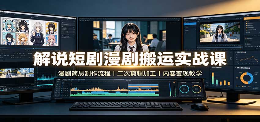 解说短剧漫剧搬运实战课:漫剧简易制作流程,二次剪辑加工,内容变现教学-52项目站