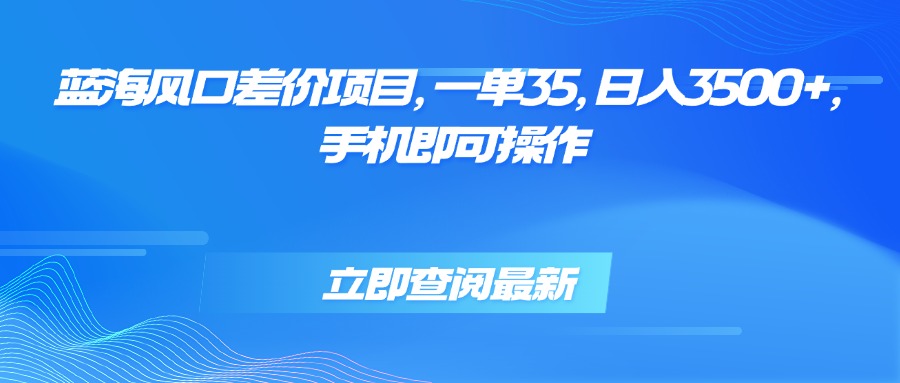 蓝海风口差价项目，一单35，日入3500+，手机即可操作-52项目站