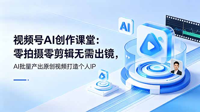 视频号AI创作课堂：零拍摄零剪辑无需出镜，AI批量产出原创视频打造个人IP-52项目站