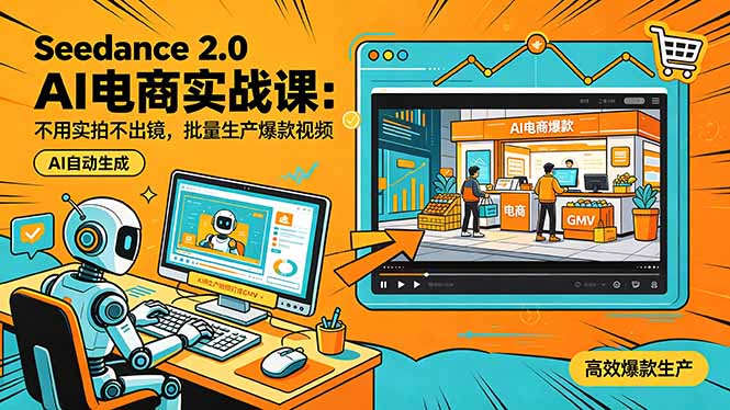 Seedance 2.0 AI电商实战课:不用实拍不出镜,批量生产爆款视频打爆GMV-52项目站
