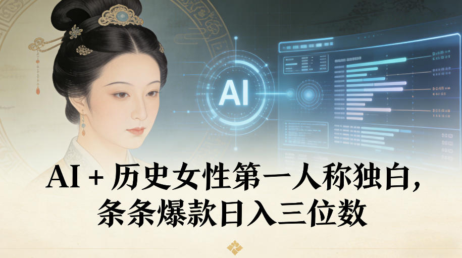 AI+历史女性第一人称独白，条条爆款日入三位数-52项目站