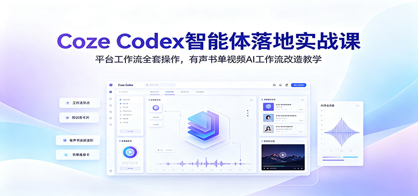 Coze Codex智能体落地实战课:平台工作流全套操作,有声书单视频AI工作流改造教学-52项目站