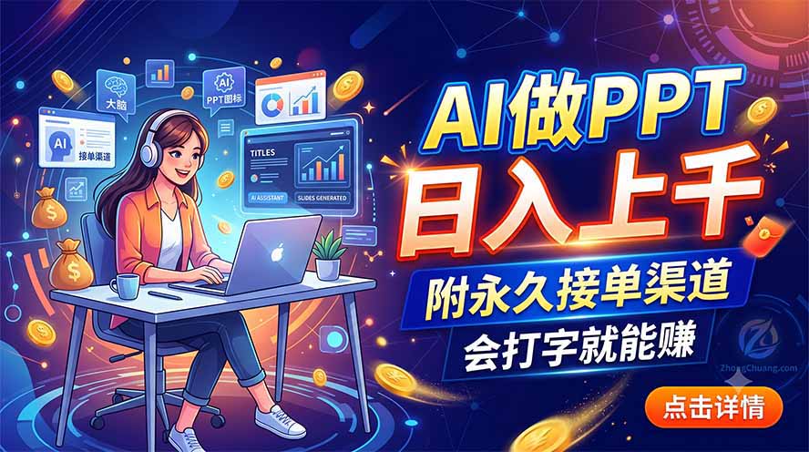 AI做PPT日入上千，附永久接单渠道，会打字就能赚-52项目站