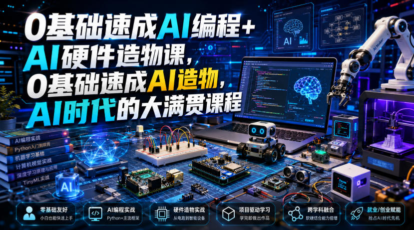 0基础速成AI编程+AI硬件造物课,0基础速成AI造物,AI时代的大满贯课程-52项目站