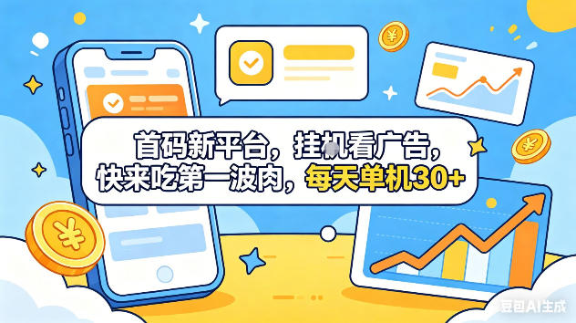 首码新平台,挂G自动看广告,快来吃第一波肉,每天单机30+,可矩阵放大【揭秘】-52项目站
