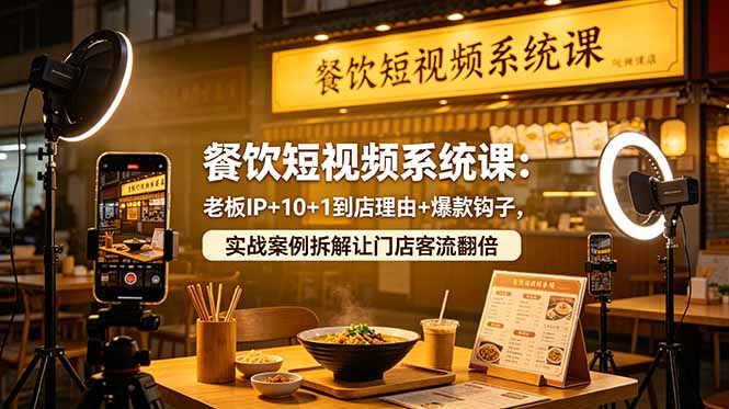 餐饮短视频系统课:老板IP+10+1到店理由+爆款钩子,实战案例拆解让门店客流翻倍-52项目站