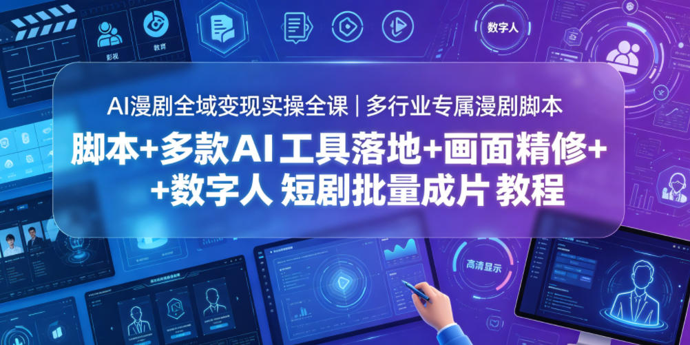 AI漫剧全域变现实操全课|多行业专属漫剧脚本+多款AI工具落地+画面精修+数字人短剧批量成片全教程-52项目站