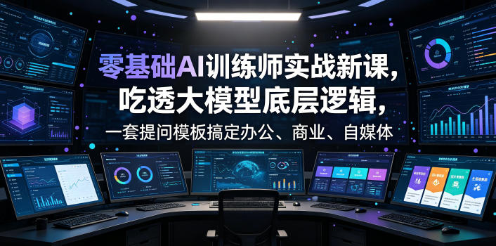 零基础AI训练师实战课,吃透大模型底层逻辑,一套提问模板搞定办公、商业、自媒体、设计、生活全场景AI落地应用-52项目站