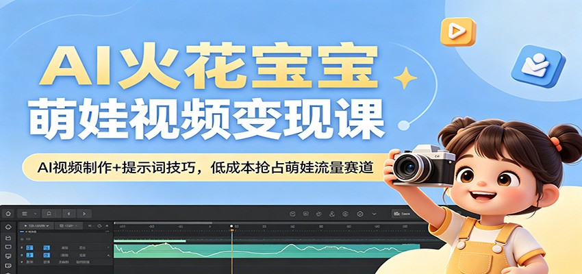 AI火花宝宝萌娃视频变现课：AI视频制作+提示词技巧，低成本抢占萌娃流量赛道-52项目站