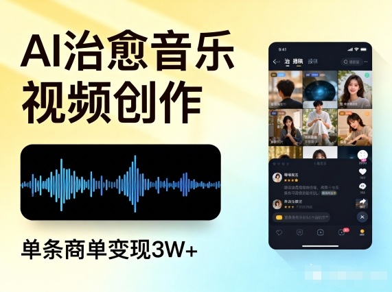AI做治愈音乐视频,多平台投稿,单条商单变现3W+-52项目站