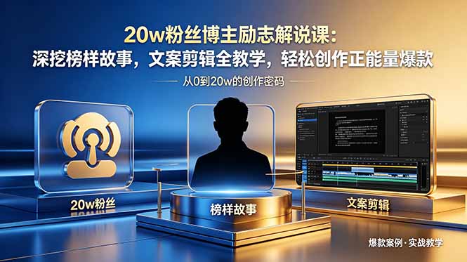 20w粉丝博主励志解说课:深挖榜样故事,文案剪辑全教学,轻松创作正能量爆款-52项目站