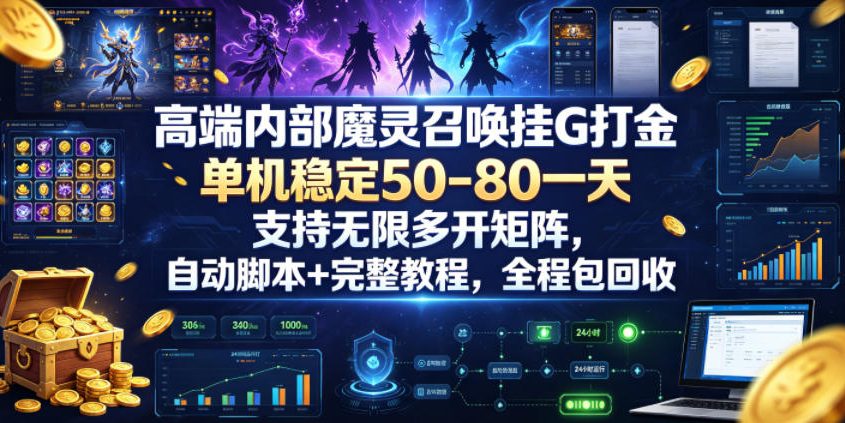 高端内部魔灵召唤挂G打金,单机稳定50-80一天,支持无限多开矩阵,自动脚本+完整教程,全程包回收【揭秘】-52项目站