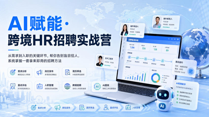 AI赋能·跨境HR招聘实战营，从需求到入职的关键环节，帮你告别盲目招人，系统掌握一套拿来即用的招聘方法-52项目站