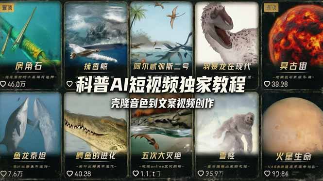 科普造物主AI短视频独家教程：从软件安装、壳隆音色到文案视频创作，零基础快速做爆款-52项目站