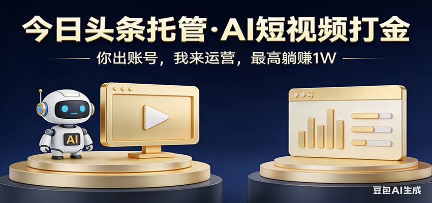 头条号AI托管，我提供作品，你提供账号，每天5分钟发布，小白躺赚3000+-52项目站