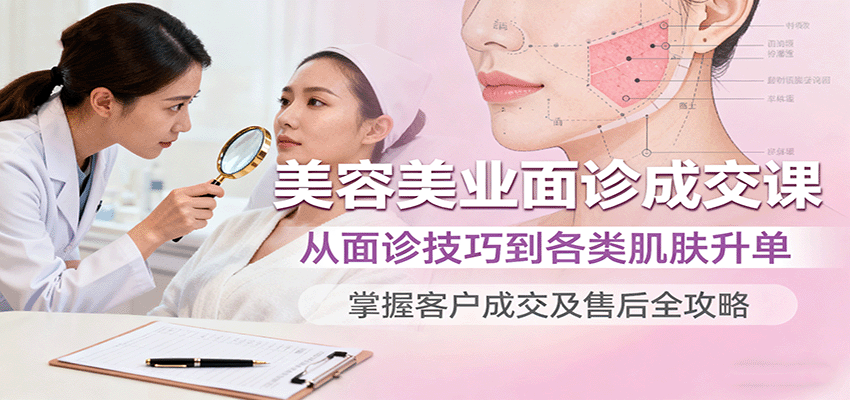 美容美业面诊成交课,从面诊技巧到各类肌肤升单,掌握客户成交及售后全攻略-52项目站