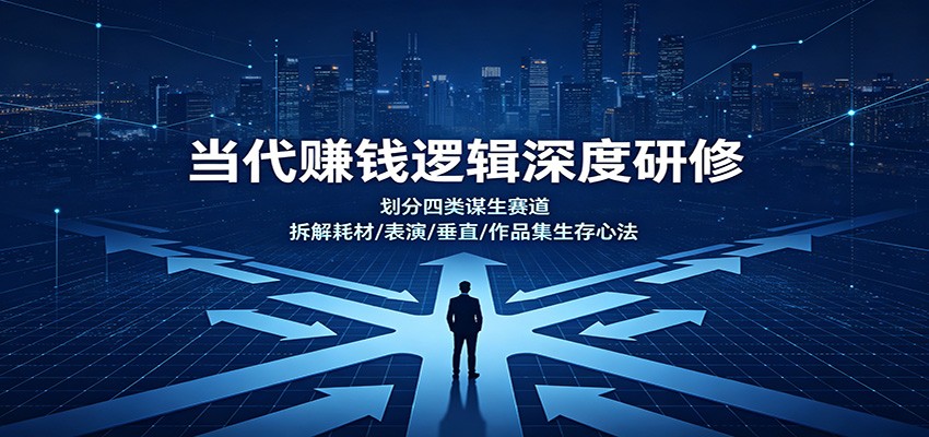 当代赚钱逻辑深度研修：划分四类谋生赛道，拆解耗材/表演/垂直/作品集生存心法-52项目站